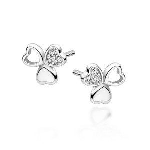 Cercei argint trifoi cu inimioare si pietre DiAmanti Z1720E-DIA (Argint 925‰ 1,1 g.)